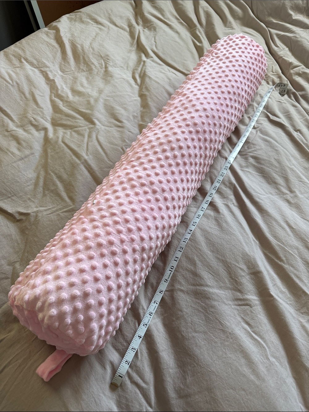 Soft Pink Minky Bolster Pillow with Raised Dot Texture - Cozy Support